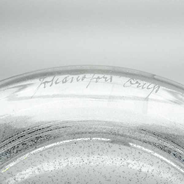 Clear Glass Cigar Ashtray by Bengt Orup for Johansfors Clear Glass Cigar Ashtray by Bengt Orup for Johansfors, signature