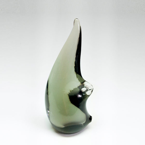 Smoky Green Glass Penguin Attributed to FM Konstglas, Sweden Smoky Green Glass Penguin Attributed to FM Konstglas, Sweden, side view