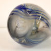 Hand-Blown Art Glass Bud Vase with Blue Feathered Trailing, base