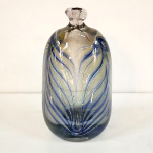 Hand-blown Vessel Bud Vase with Blue Patterning