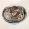 Hand-Blown Art Glass Bud Vase with Blue Feathered Trailing, top view