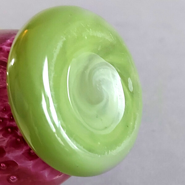 Pink threaded vase 2 Pink and Green Threaded Studio Glass Vase