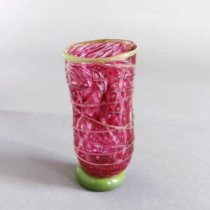 Pink threaded vase Pink and Green Threaded Studio Glass Vase