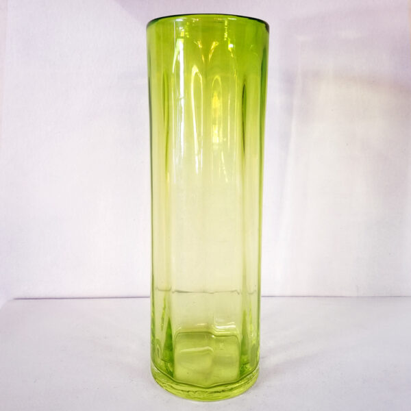 Tall Chartreuse Green Optic Glass Vase, Italy, front view