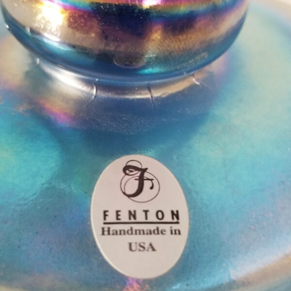 Fenton Art Glass Iridescent Fan Vase, USA, c. 1980s, label