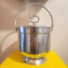 Mid-Century Aluminum Ice Bucket with Milk Glass Liner