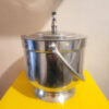 Mid-Century Aluminum Ice Bucket with Milk Glass Liner