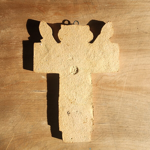 Handmade Ceramic Wall Cross / Crucifix, c. 1970s Handmade Ceramic Wall Cross / Crucifix, c. 1970s, back view