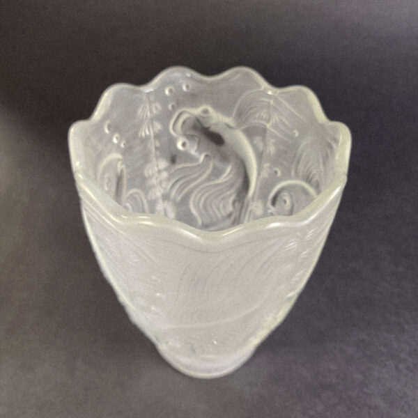 Glass Vase with Fish Motif — Barolac, Czechoslovakia, c. 1930s, top view