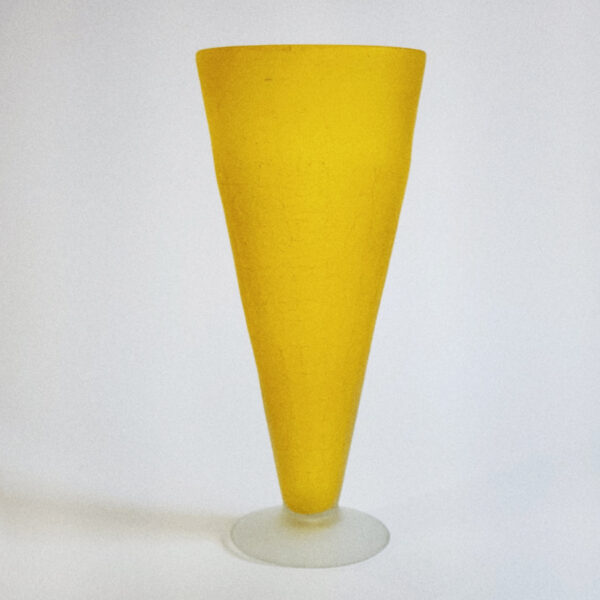 Mid-Century Yellow Satin Glass Vase, c. 1960s Mid-Century Yellow Satin Glass Vase, c. 1960s, front view