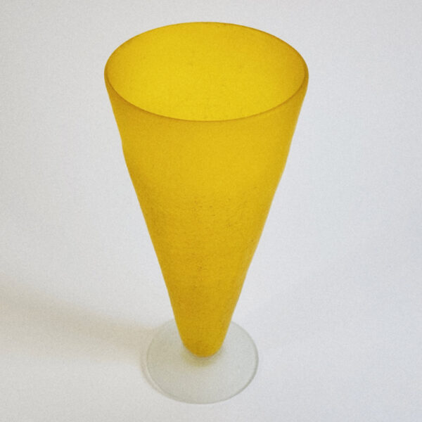 Mid-Century Yellow Satin Glass Vase, c. 1960s Mid-Century Yellow Satin Glass Vase, c. 1960s, top view