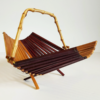 Vintage Folding Bamboo Fruit Basket Vintage Folding Bamboo Fruit Basket, 3/4 view