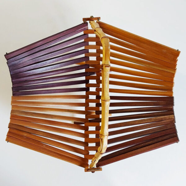 Vintage Folding Bamboo Fruit Basket Vintage Folding Bamboo Fruit Basket, top view