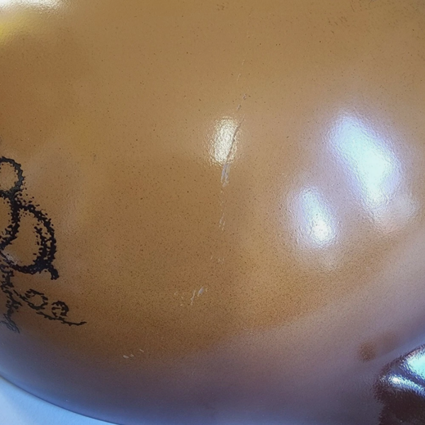 Pyrex Old Orchard Cinderella Nesting Bowl Set, USA Pyrex Old Orchard Cinderella Nesting Bowl Set, USA, detail view with condition