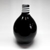 Mid-Century Black Art Glass Vase with Applied White Coil, Likely Murano, c. 1960s–70s, front view