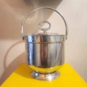 Mid-Century Aluminum Ice Bucket with Milk Glass Liner Mid-Century Aluminum Ice Bucket with Milk Glass Liner